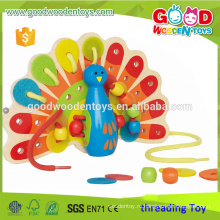 EN71 / ASTM Новейший дизайн Красочные шнуровки Деревянные павлины дошкольного Деревянные игрушки Обучающие для продажи